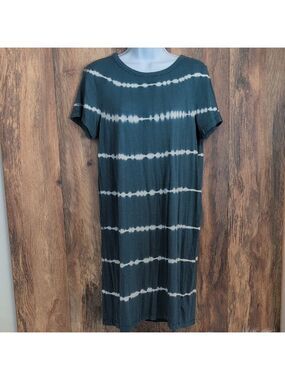 Old Navy Blue/White Tie-Dye Midi TShirt Dress M              -818B
